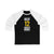 Boldy 12 Minnesota Hockey Gold Vertical Design Unisex Tri-Blend 3/4 Sleeve Raglan Baseball Shirt