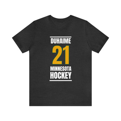 Duhaime 21 Minnesota Hockey Gold Vertical Design Unisex T-Shirt