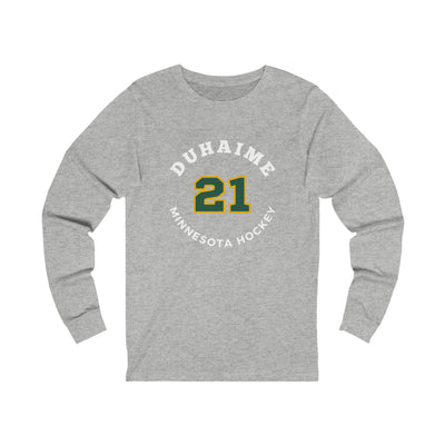 Duhaime 21 Minnesota Hockey Number Arch Design Unisex Jersey Long Sleeve Shirt