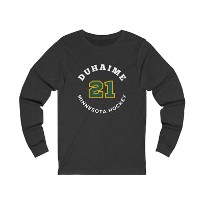 Duhaime 21 Minnesota Hockey Number Arch Design Unisex Jersey Long Sleeve Shirt
