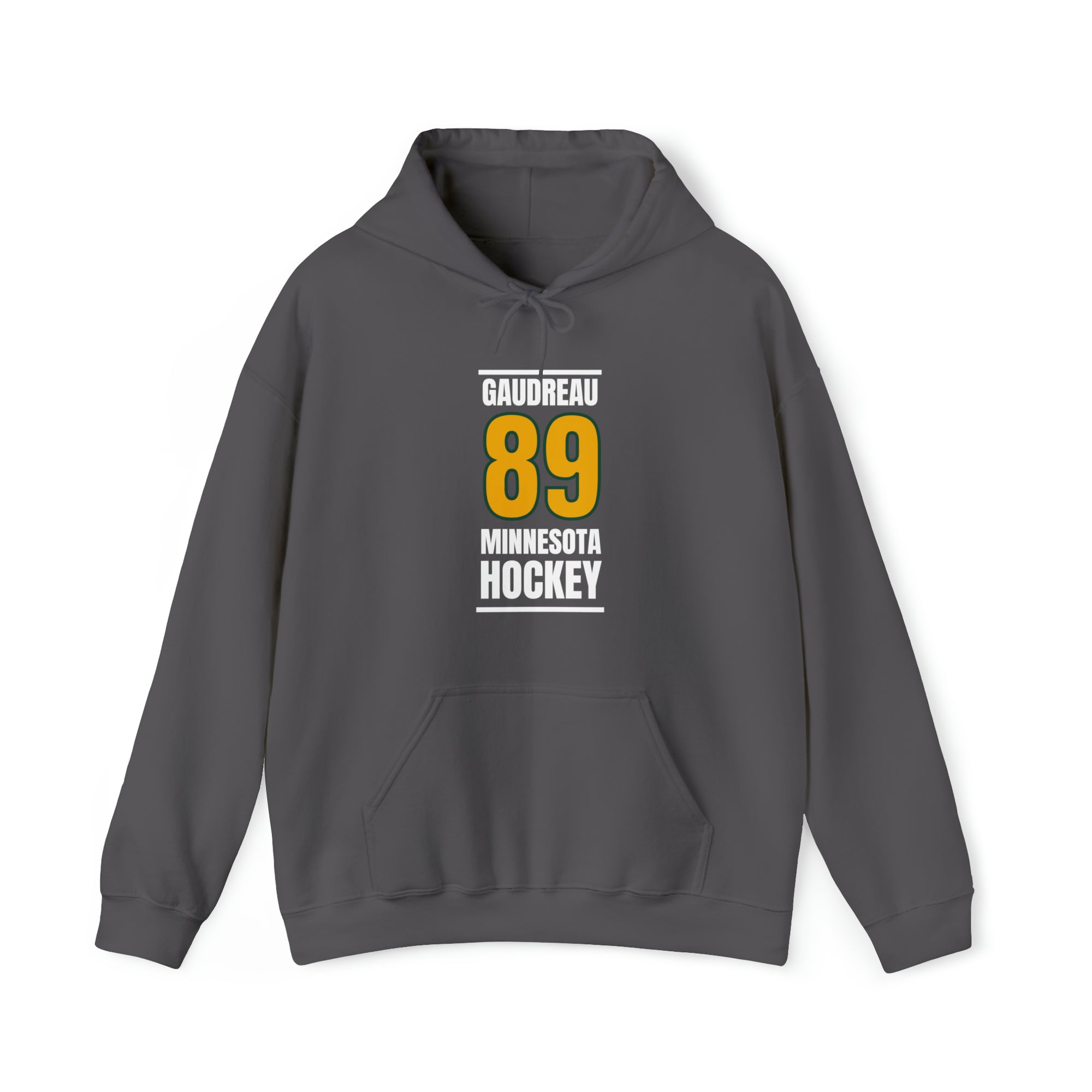 Gaudreau 89 Minnesota Hockey Gold Vertical Design Unisex Hooded Sweatshirt
