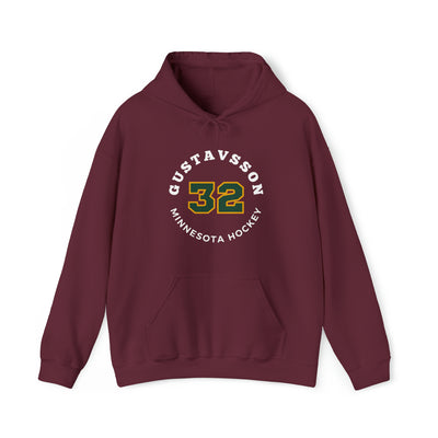 Gustavsson 32 Minnesota Hockey Number Arch Design Unisex Hooded Sweatshirt