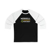 Merrill 4 Minnesota Hockey Grafitti Wall Design Unisex Tri-Blend 3/4 Sleeve Raglan Baseball Shirt