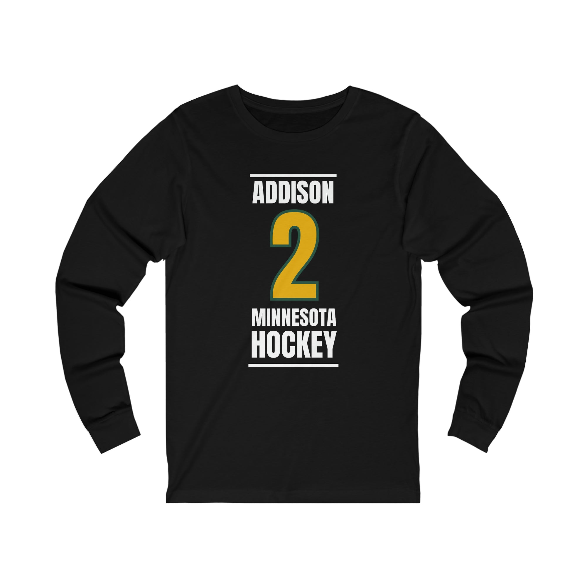 Addison 2 Minnesota Hockey Gold Vertical Design Unisex Jersey Long Sleeve Shirt