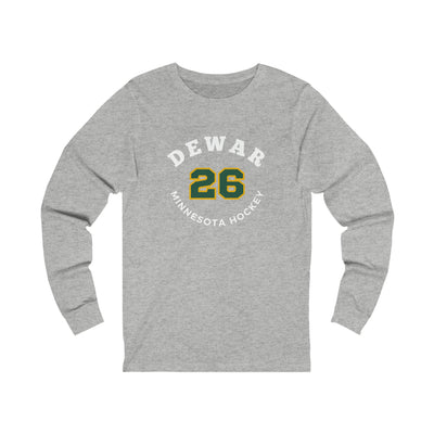 Dewar 26 Minnesota Hockey Number Arch Design Unisex Jersey Long Sleeve Shirt
