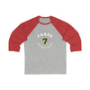 Faber 7 Minnesota Hockey Number Arch Design Unisex Tri-Blend 3/4 Sleeve Raglan Baseball Shirt