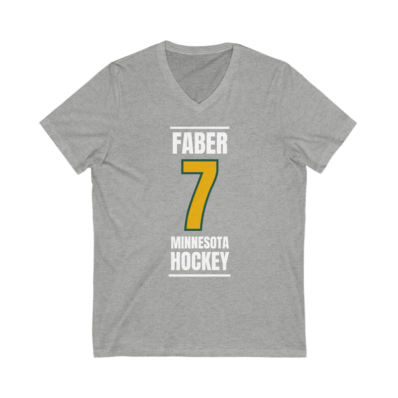 Faber 7 Minnesota Hockey Gold Vertical Design Unisex V-Neck Tee