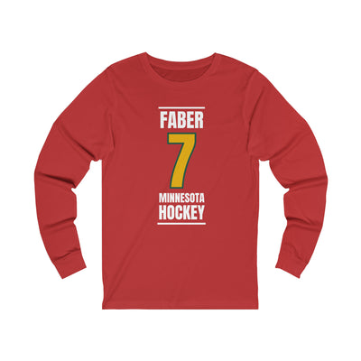 Faber 7 Minnesota Hockey Gold Vertical Design Unisex Jersey Long Sleeve Shirt