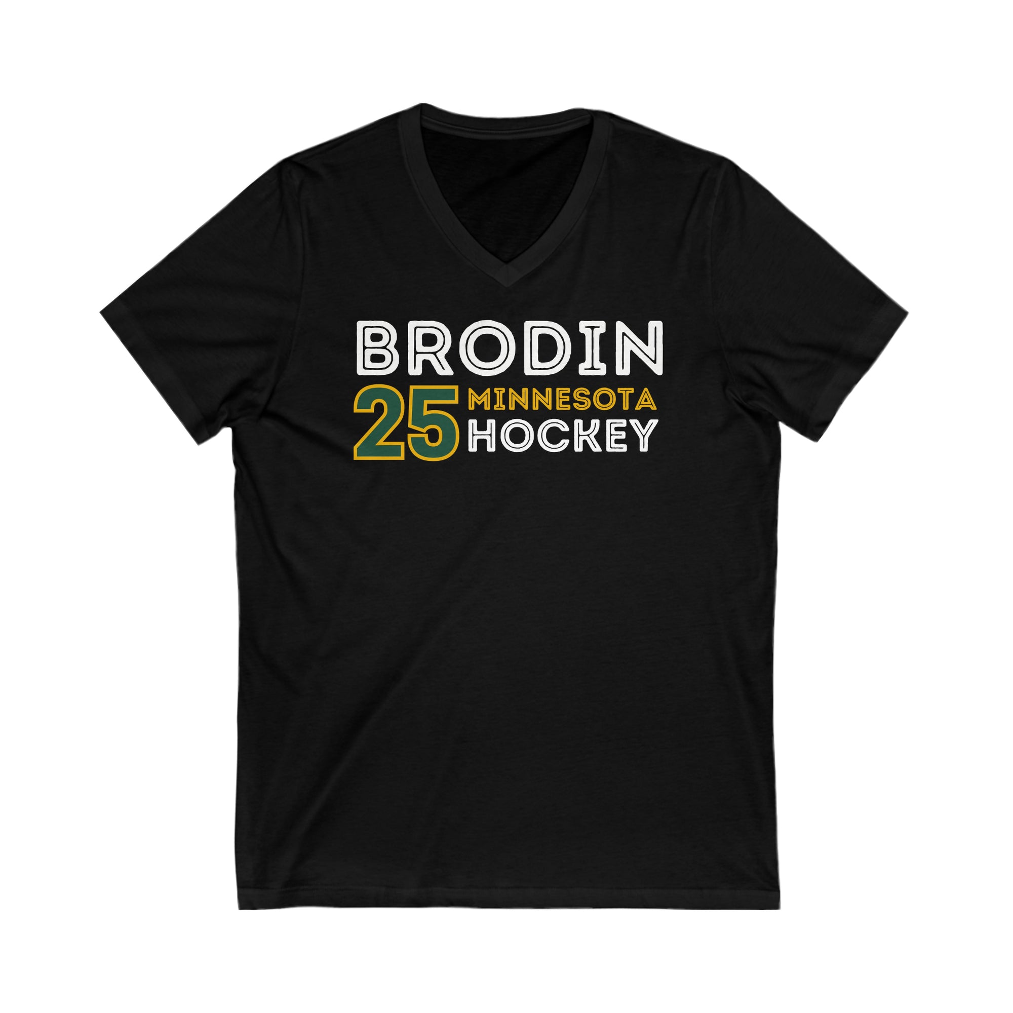 Brodin 25 Minnesota Hockey Grafitti Wall Design Unisex V-Neck Tee