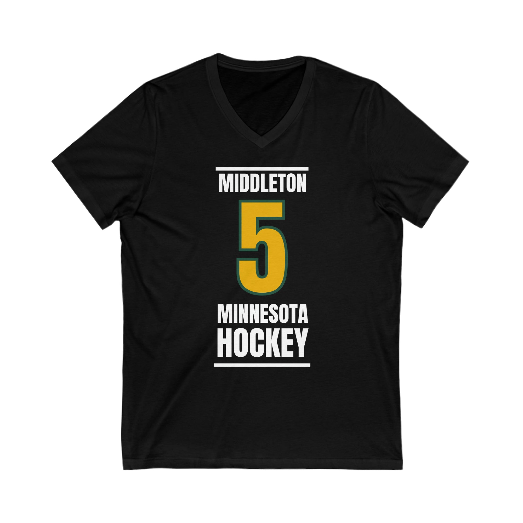 Middleton 5 Minnesota Hockey Gold Vertical Design Unisex V-Neck Tee