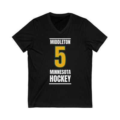 Middleton 5 Minnesota Hockey Gold Vertical Design Unisex V-Neck Tee