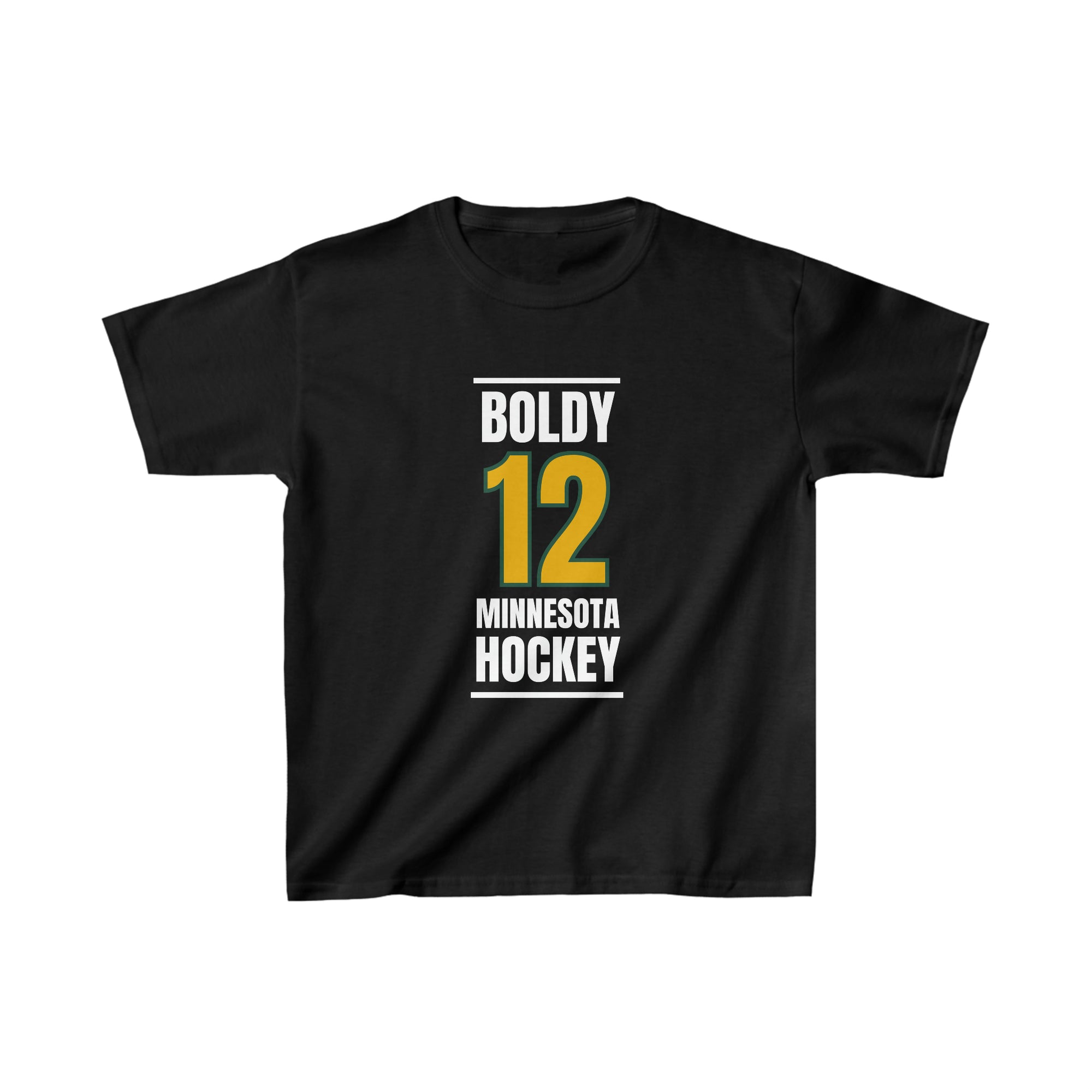 Boldy 12 Minnesota Hockey Gold Vertical Design Kids Tee