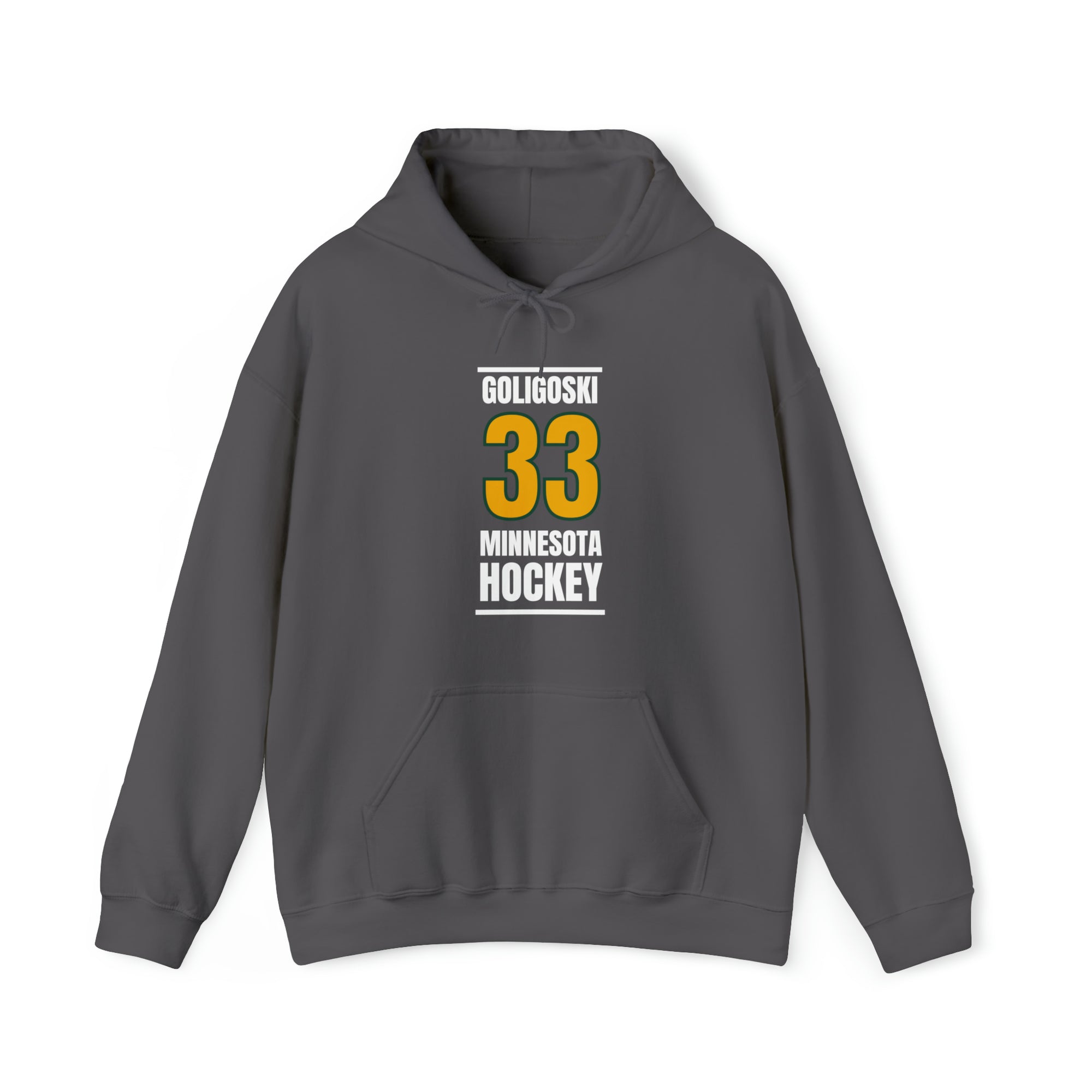 Goligoski 33 Minnesota Hockey Gold Vertical Design Unisex Hooded Sweatshirt