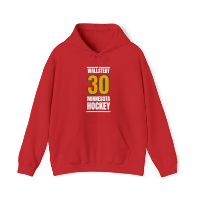 Wallstedt 30 Minnesota Hockey Gold Vertical Design Unisex Hooded Sweatshirt