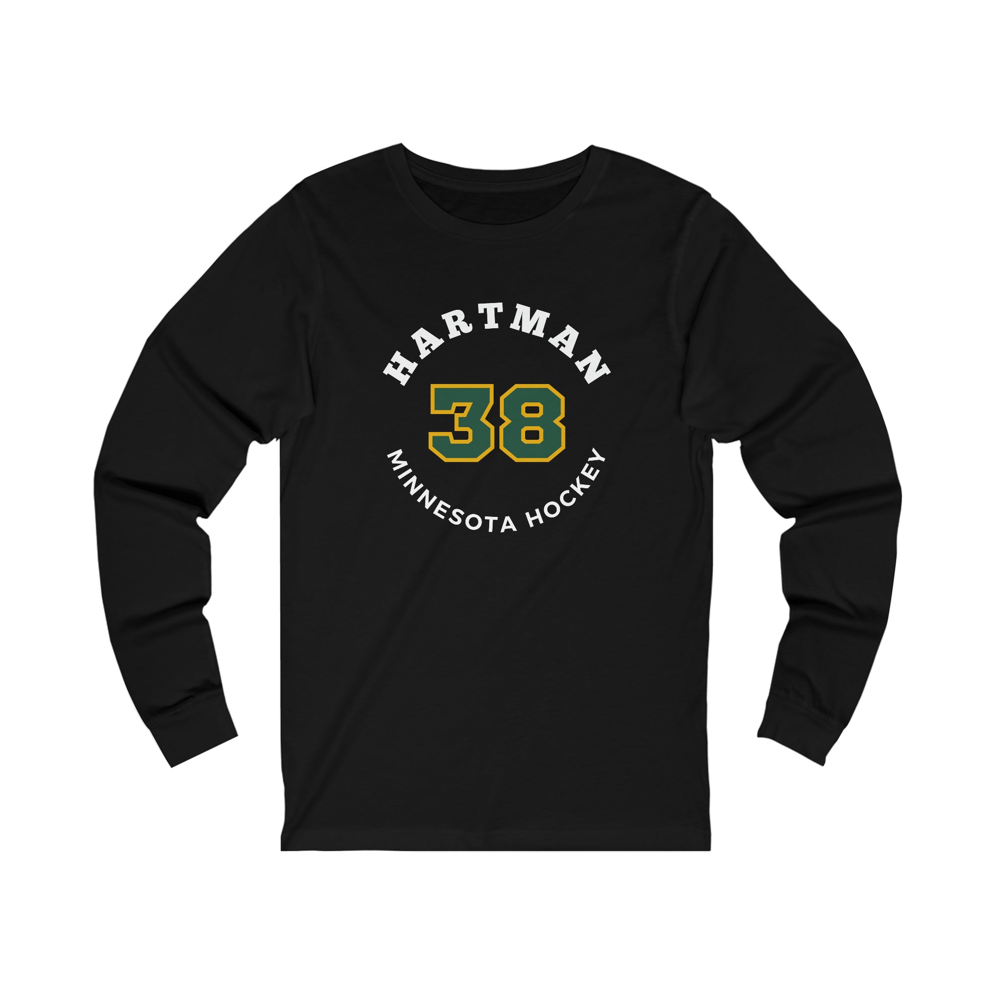Hartman 38 Minnesota Hockey Number Arch Design Unisex Jersey Long Sleeve Shirt