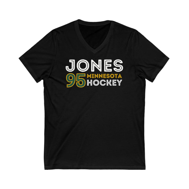 Jones 95 Minnesota Hockey Grafitti Wall Design Unisex V-Neck Tee