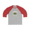 Jones 95 Minnesota Hockey Number Arch Design Unisex Tri-Blend 3/4 Sleeve Raglan Baseball Shirt