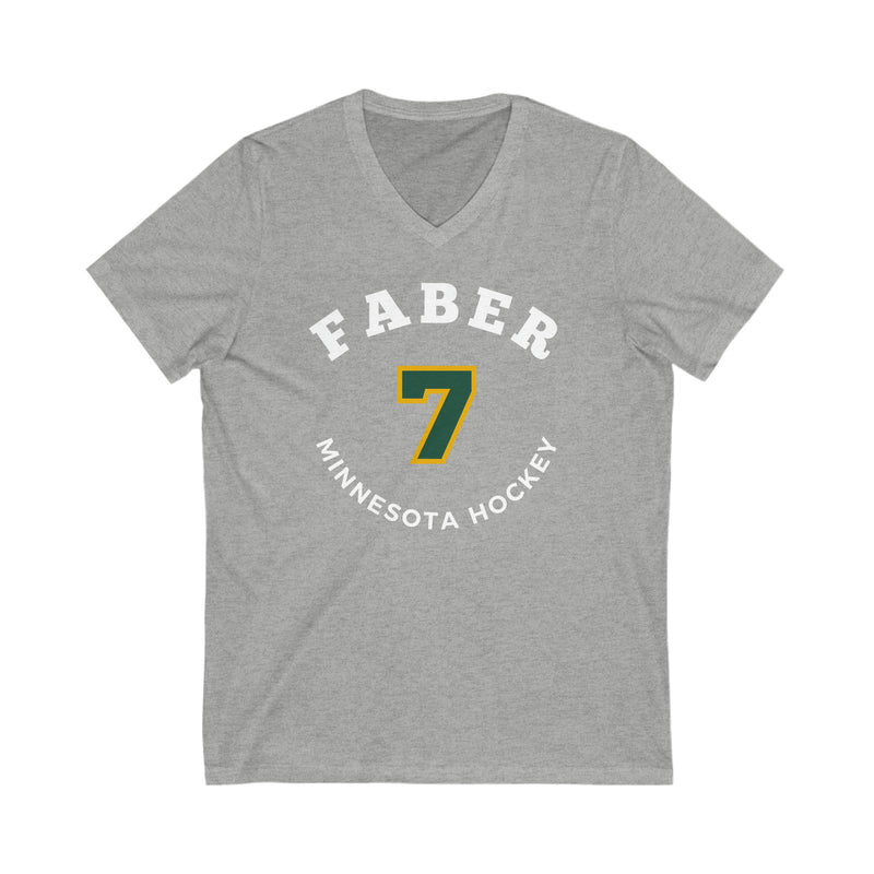 Faber 7 Minnesota Hockey Number Arch Design Unisex V-Neck Tee