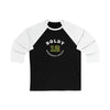 Boldy 12 Minnesota Hockey Number Arch Design Unisex Tri-Blend 3/4 Sleeve Raglan Baseball Shirt