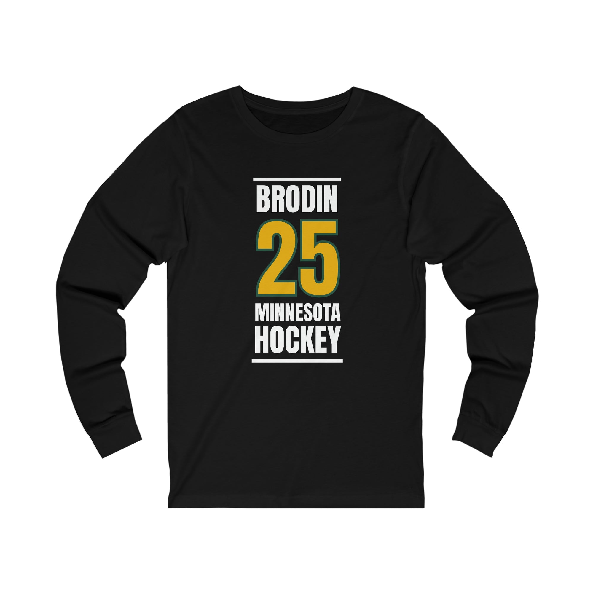 Brodin 25 Minnesota Hockey Gold Vertical Design Unisex Jersey Long Sleeve Shirt