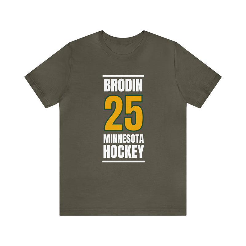 Brodin 25 Minnesota Hockey Gold Vertical Design Unisex T-Shirt