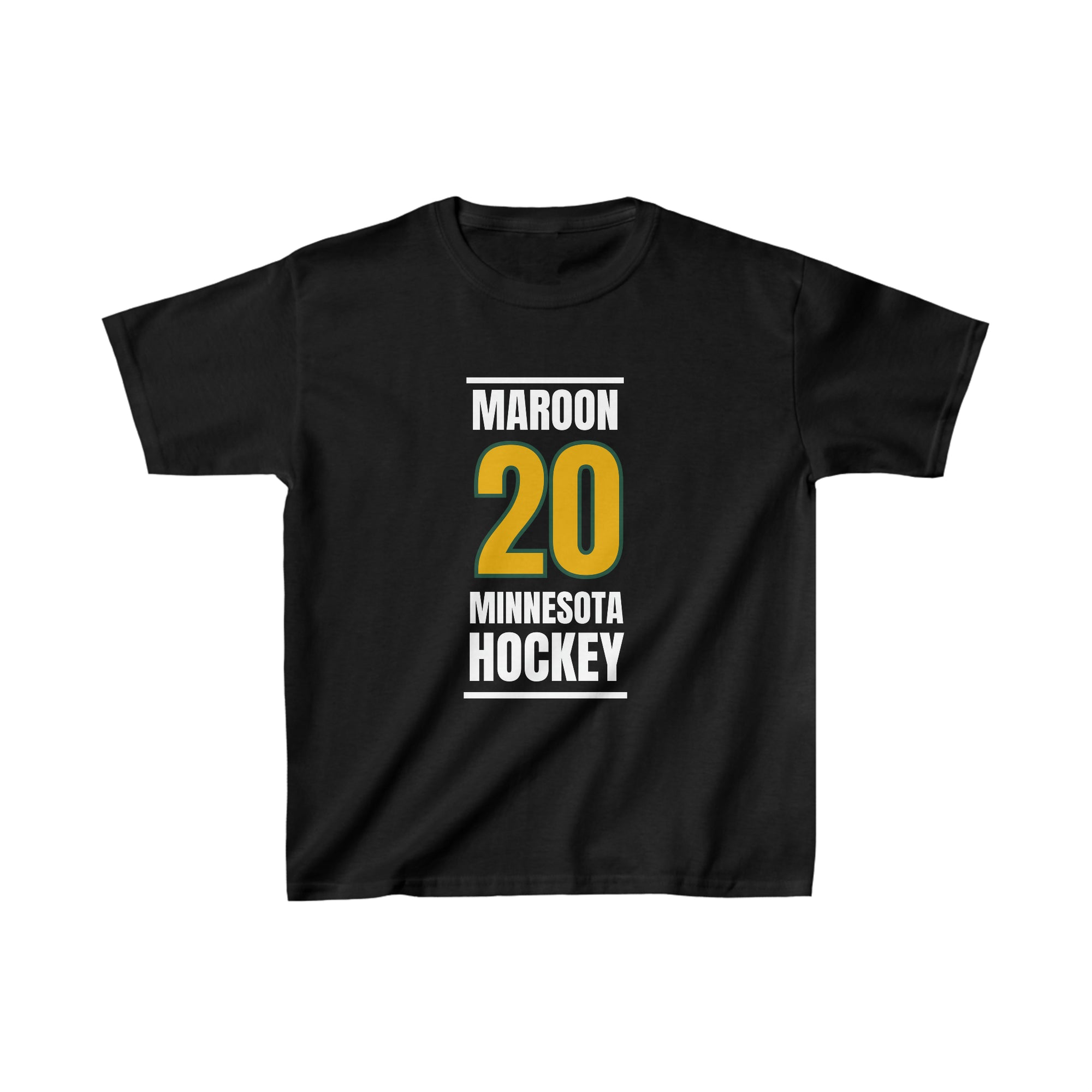 Maroon 20 Minnesota Hockey Gold Vertical Design Kids Tee