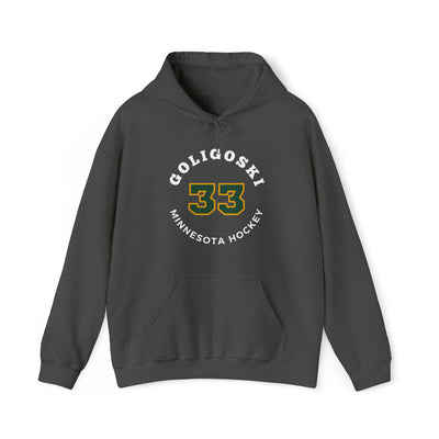 Goligoski 33 Minnesota Hockey Number Arch Design Unisex Hooded Sweatshirt