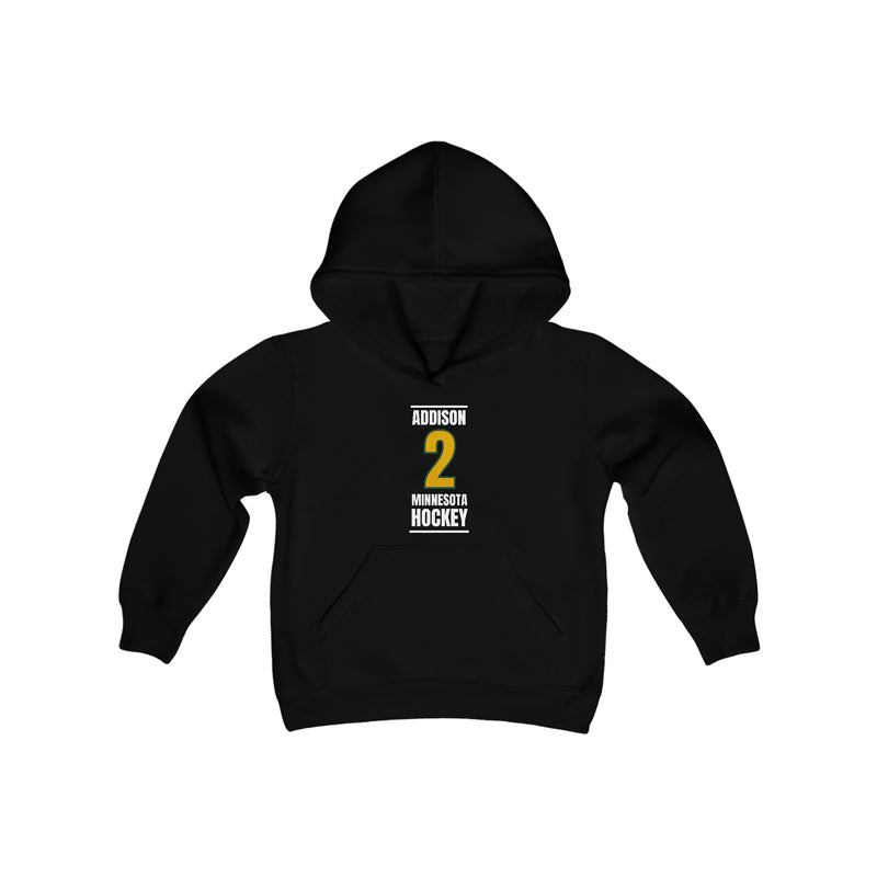 Addison 2 Minnesota Hockey Gold Vertical Design Youth Hooded Sweatshirt