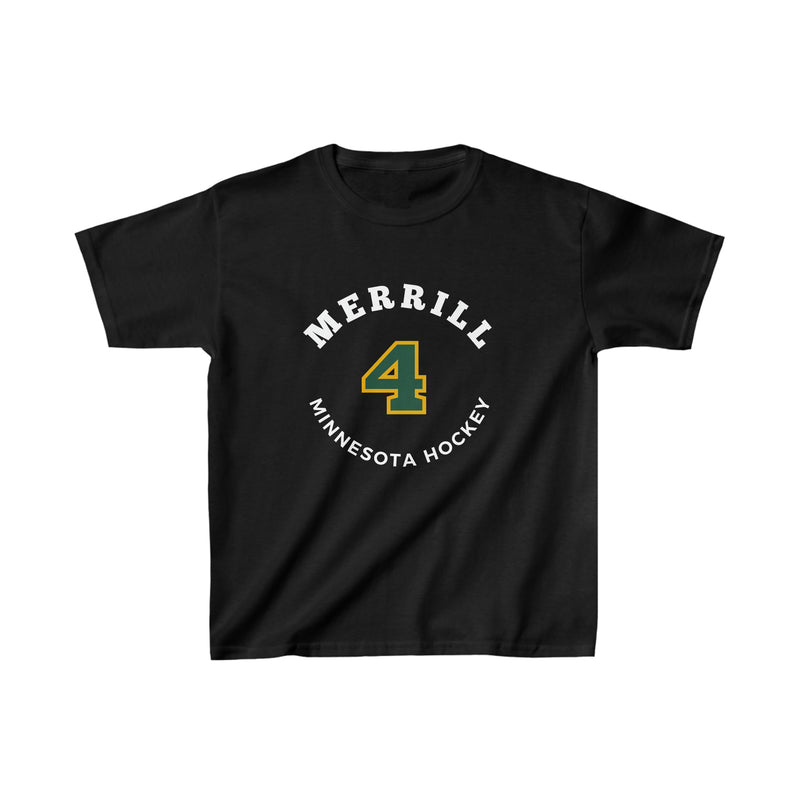 Merrill 4 Minnesota Hockey Number Arch Design Kids Tee