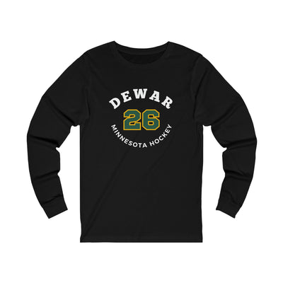 Dewar 26 Minnesota Hockey Number Arch Design Unisex Jersey Long Sleeve Shirt