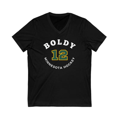 Boldy 12 Minnesota Hockey Number Arch Design Unisex V-Neck Tee