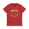 Boldy 12 Minnesota Hockey Number Arch Design Unisex V-Neck Tee