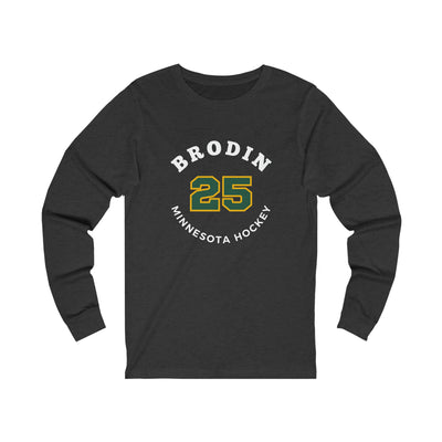 Brodin 25 Minnesota Hockey Number Arch Design Unisex Jersey Long Sleeve Shirt