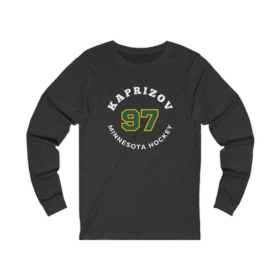 Kaprizov 97 Minnesota Hockey Number Arch Design Unisex Jersey Long Sleeve Shirt