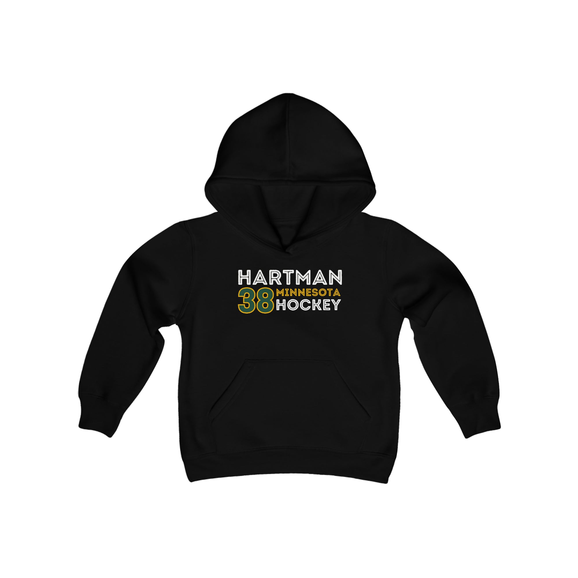 Hartman 38 Minnesota Hockey Grafitti Wall Design Youth Hooded Sweatshirt