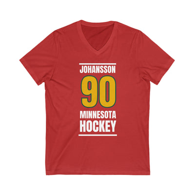 Johansson 90 Minnesota Hockey Gold Vertical Design Unisex V-Neck Tee