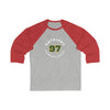Kaprizov 97 Minnesota Hockey Number Arch Design Unisex Tri-Blend 3/4 Sleeve Raglan Baseball Shirt