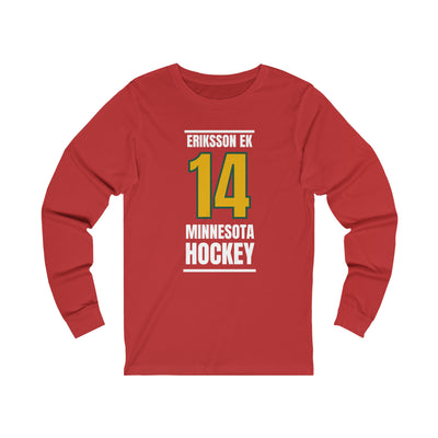 Eriksson Ek 14 Minnesota Hockey Gold Vertical Design Unisex Jersey Long Sleeve Shirt