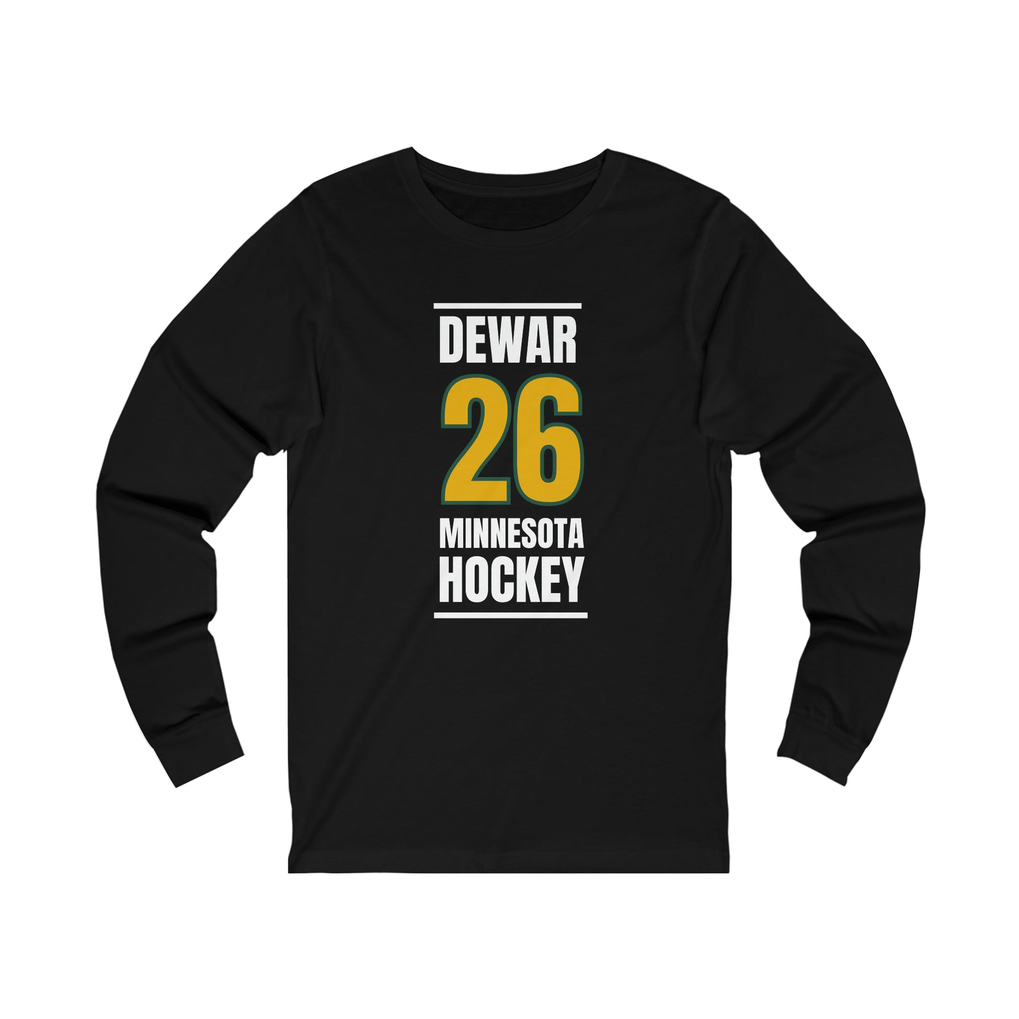 Dewar 26 Minnesota Hockey Gold Vertical Design Unisex Jersey Long Sleeve Shirt
