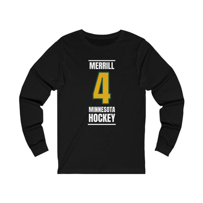 Merrill 4 Minnesota Hockey Gold Vertical Design Unisex Jersey Long Sleeve Shirt