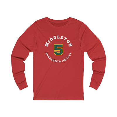 Middleton 5 Minnesota Hockey Number Arch Design Unisex Jersey Long Sleeve Shirt