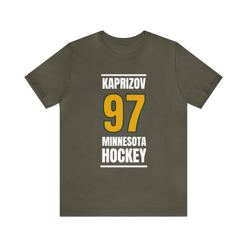Kaprizov 97 Minnesota Hockey Gold Vertical Design Unisex T-Shirt
