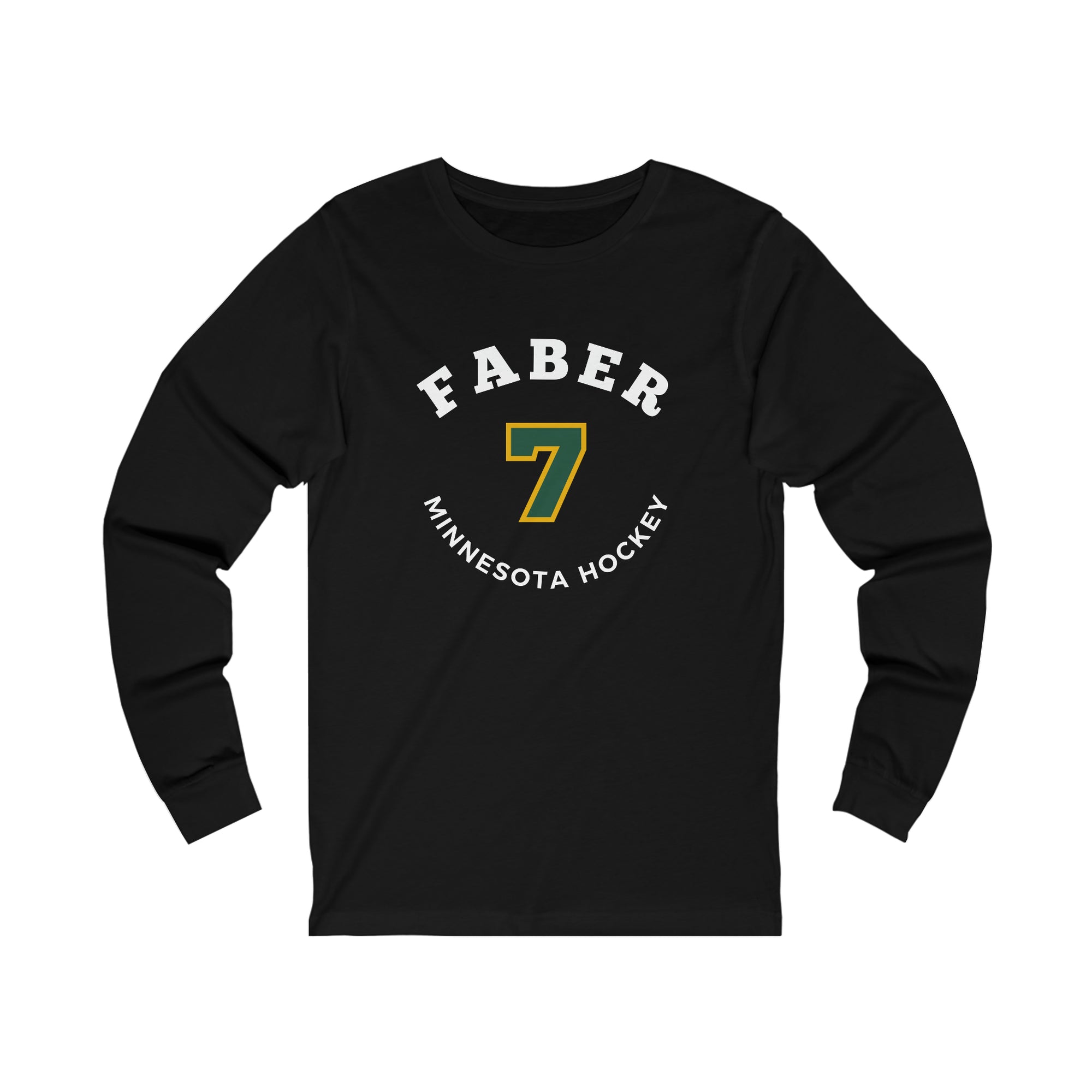 Faber 7 Minnesota Hockey Number Arch Design Unisex Jersey Long Sleeve Shirt