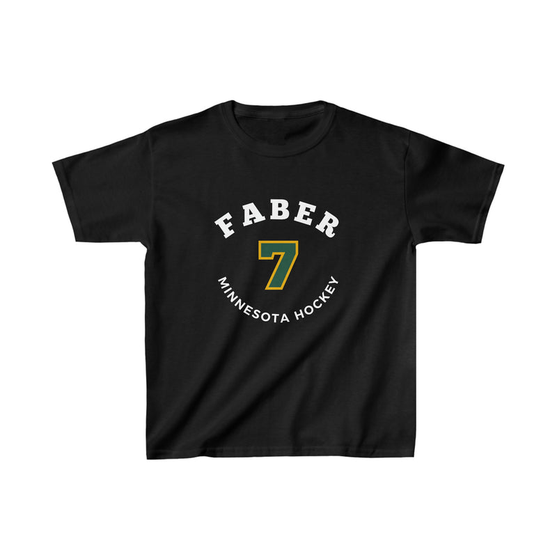 Faber 7 Minnesota Hockey Number Arch Design Kids Tee