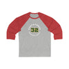 Gustavsson 32 Minnesota Hockey Number Arch Design Unisex Tri-Blend 3/4 Sleeve Raglan Baseball Shirt