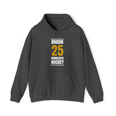 Brodin 25 Minnesota Hockey Gold Vertical Design Unisex Hooded Sweatshirt