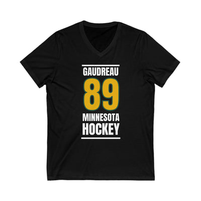 Gaudreau 89 Minnesota Hockey Gold Vertical Design Unisex V-Neck Tee