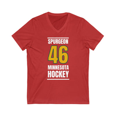 Spurgeon 46 Minnesota Hockey Gold Vertical Design Unisex V-Neck Tee
