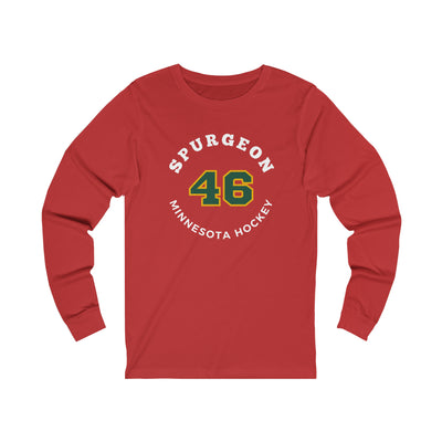 Spurgeon 46 Minnesota Hockey Number Arch Design Unisex Jersey Long Sleeve Shirt