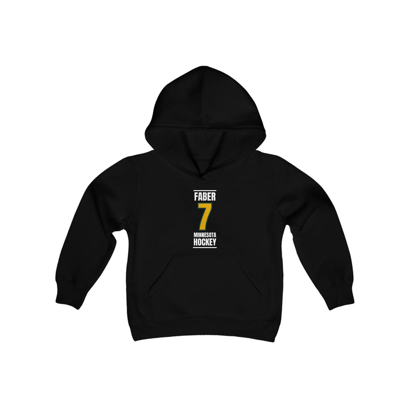 Faber 7 Minnesota Hockey Gold Vertical Design Youth Hooded Sweatshirt